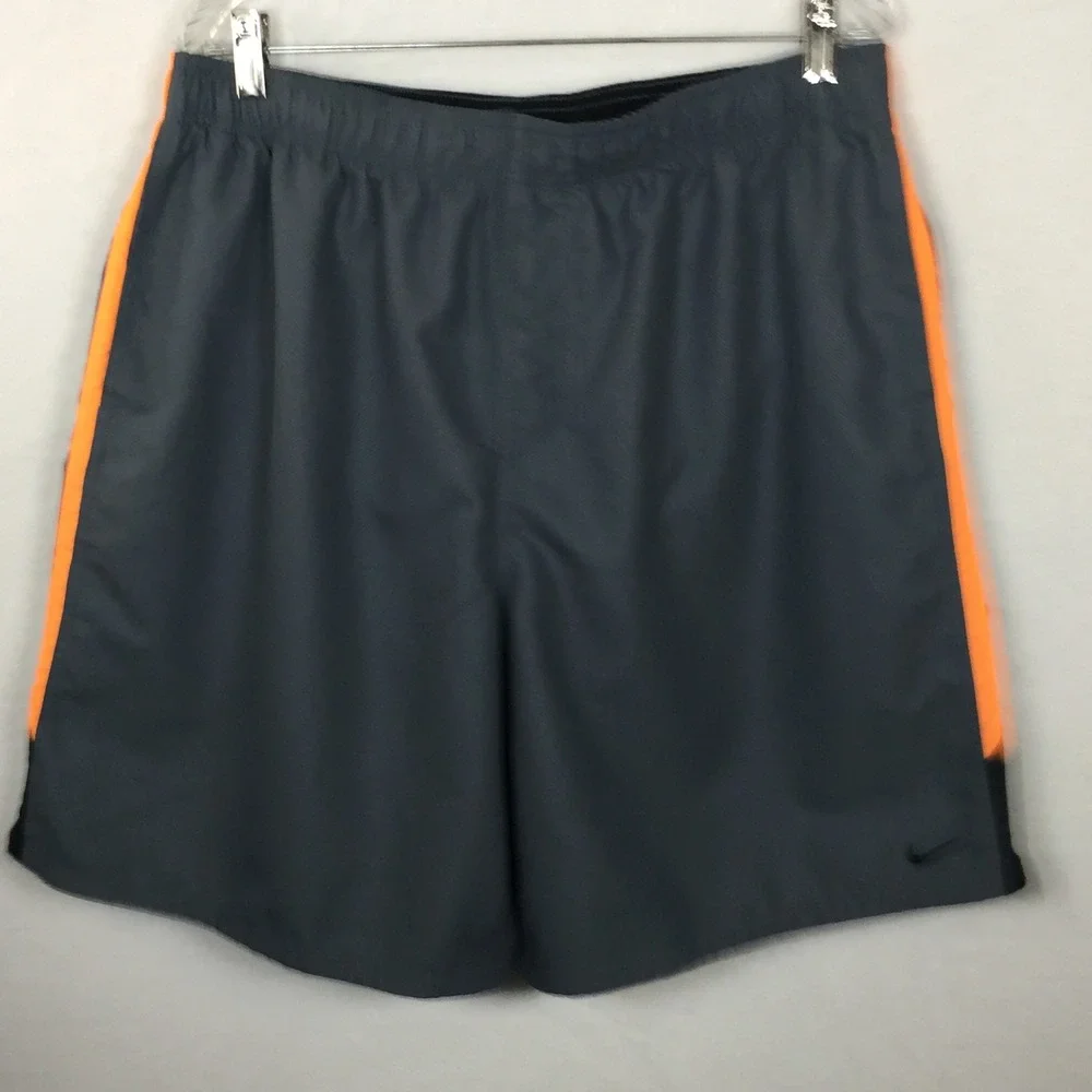 Nike Mens XXL‎ Running Training Shorts Swim Trunks Gray Orange Athletic Gym